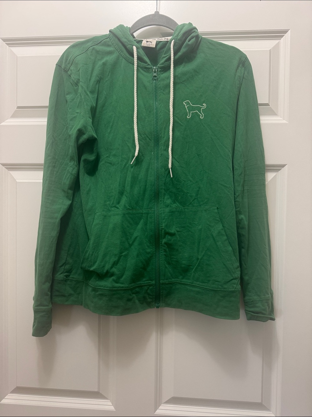 The Black Dog Kids Green Zip Hoodie with Dog Outline